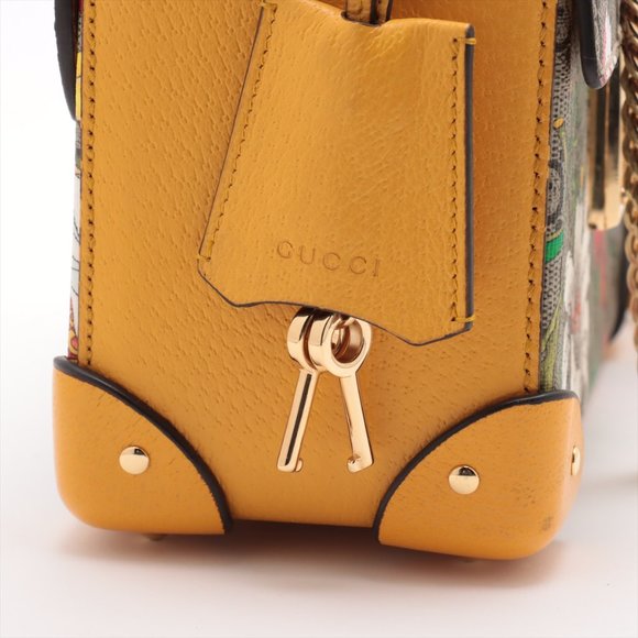 Gucci Bamboo GG flora PVC & leather 2way handbag Yellow 603221 - Picture 11 of 11